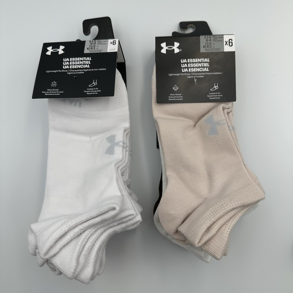 Under‎ Armour UA Essential No Show Socks 2 Packs of 6 = 12 Pairs Size Unisex